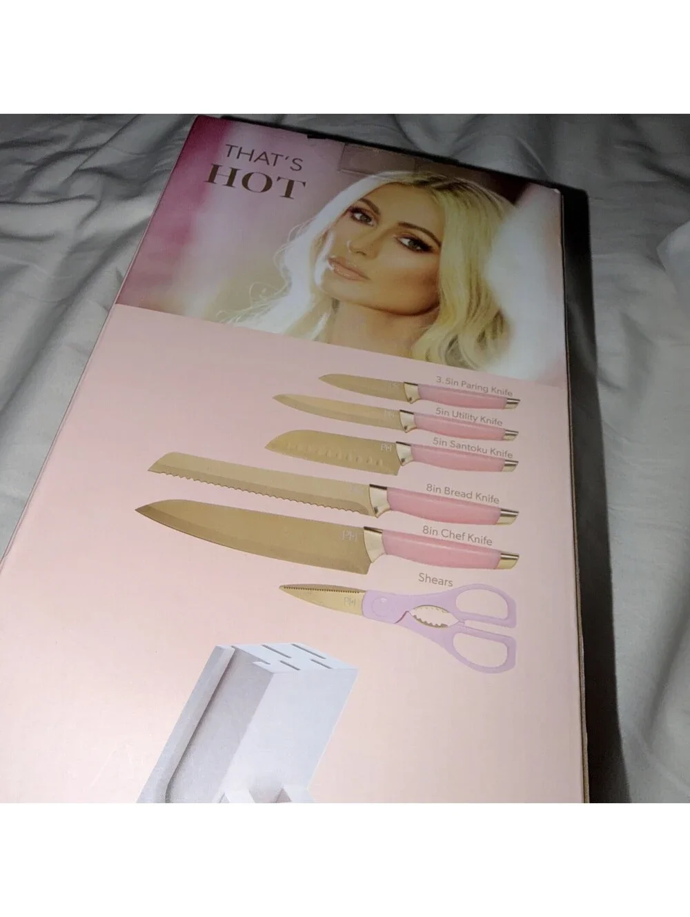 PARIS HILTON 7 PIECE CUTLERY SET PARIS HILTON KITCHEN KNIFE SET PINK & GOLD